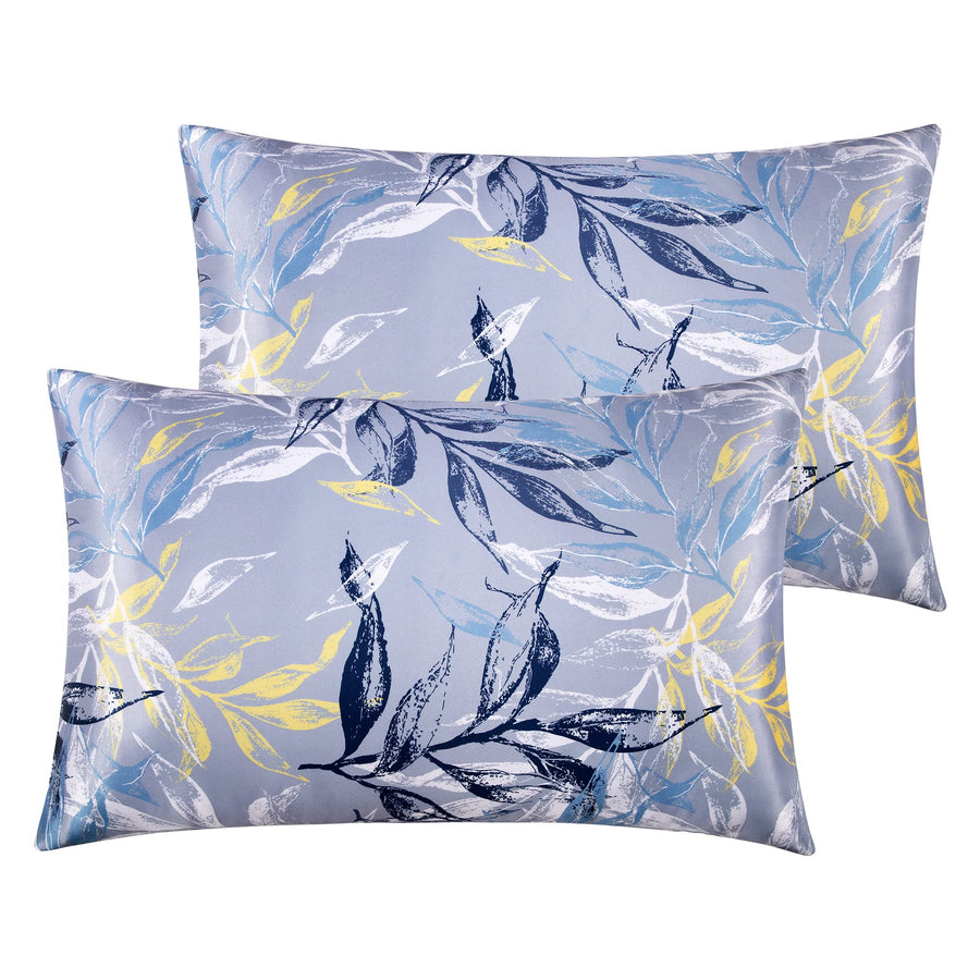Silk Satin Pillowcase for Hair and Skin (Watercolor Flowers, 20x30 inches) Slip Printed Pillow Cases Queen Size Set of 2 - Satin Cooling Pillow Covers with Envelope Closure