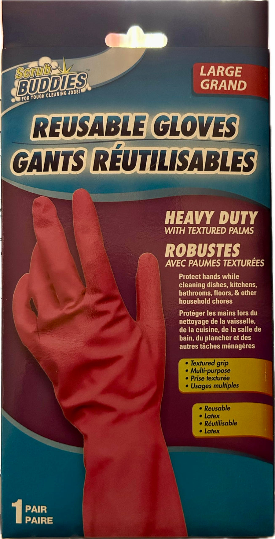 Ladies Pink Heavy Duty Reusable Cleaning Gloves
