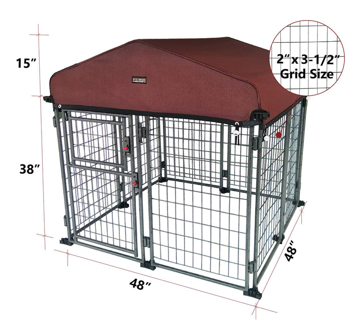 My Pet Companion Dog Kennel with Roof Cover (4.5’) - Weather Resistant / Covered / Heavy Duty / Outdoor / Winter Welded Wire Pet Kennel for Medium Sized Dogs - Easy to Assemble