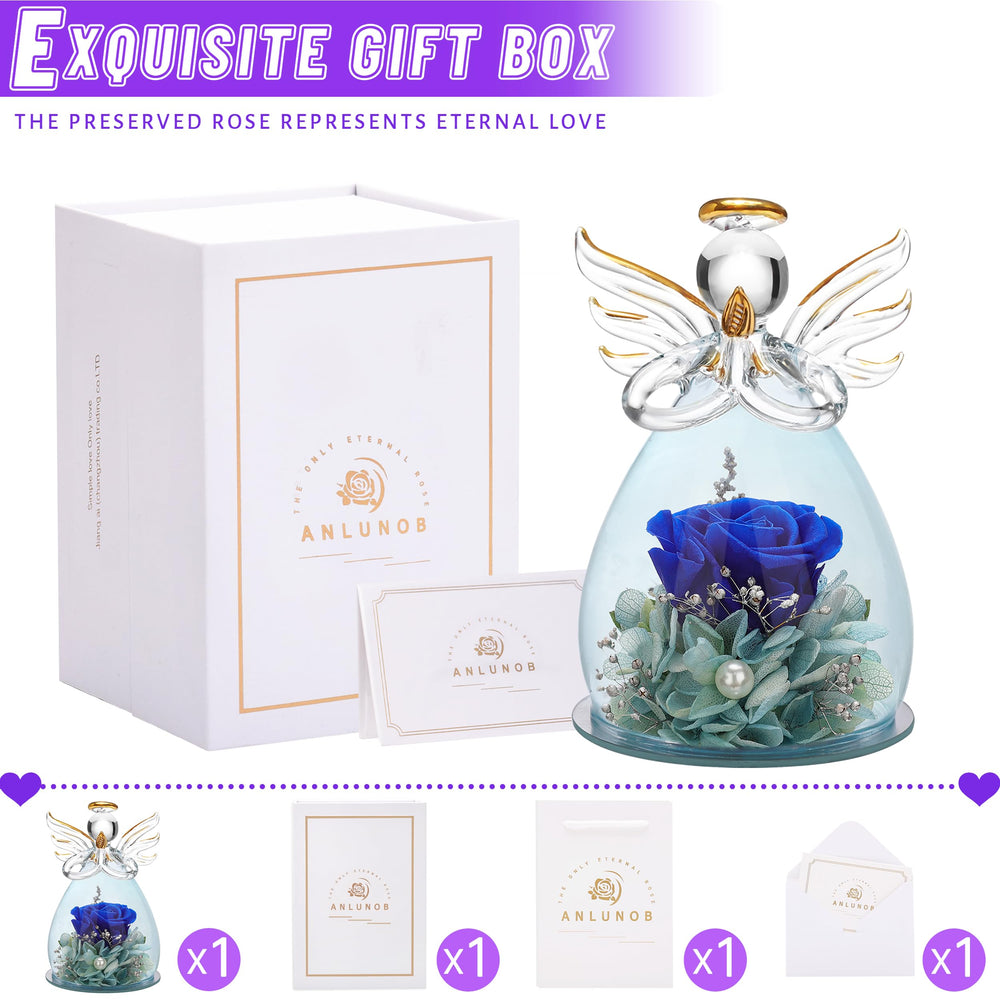 Preserved Flowers Real Rose Gifts for Sisters Angels Figurines Mothers Day Flowers Birthday Gifts Grandma Gifts Christian Gifts Thank You Gifts Loss of a Mother Sympathy Gifts