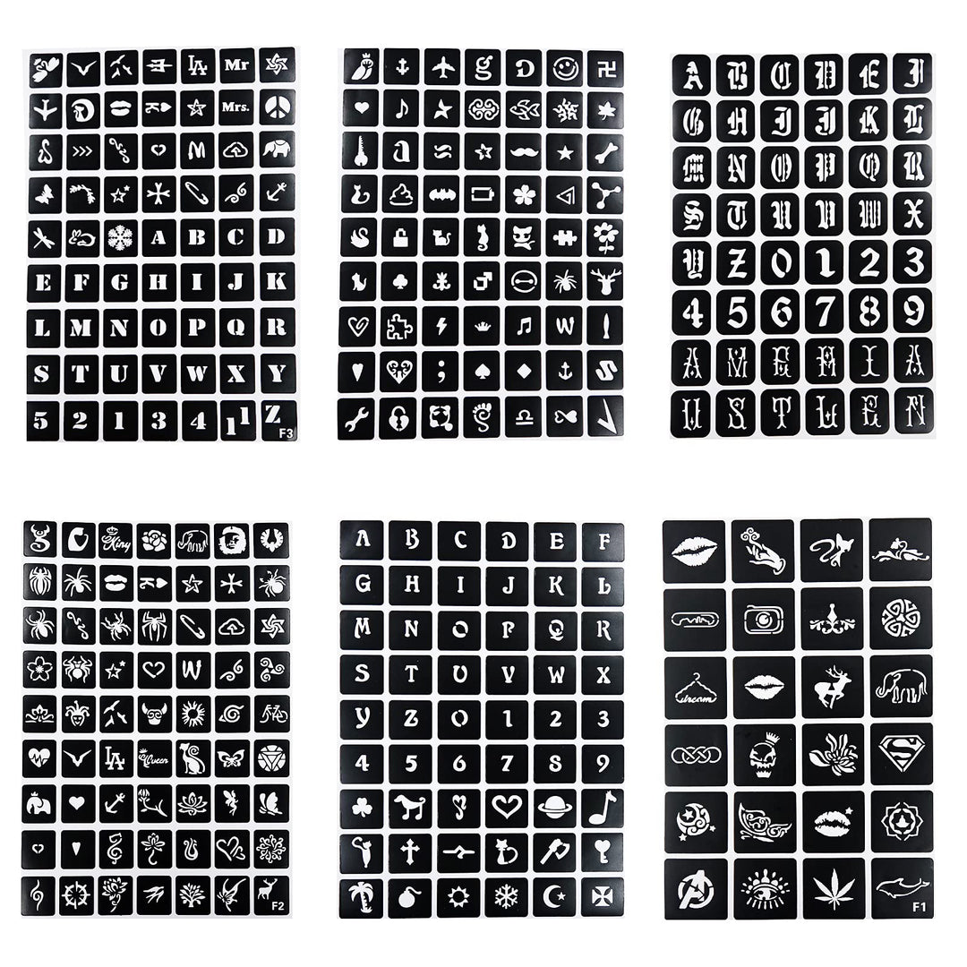 778pcs Temporary Tattoos Stencils, 20 Sheets Reusable Boys and Man Glitter Tattoo Kit Templates Face Painting Stencil Body Design Stencil Pack for Adults Girls Women Kids Teenager Adultssigns Man