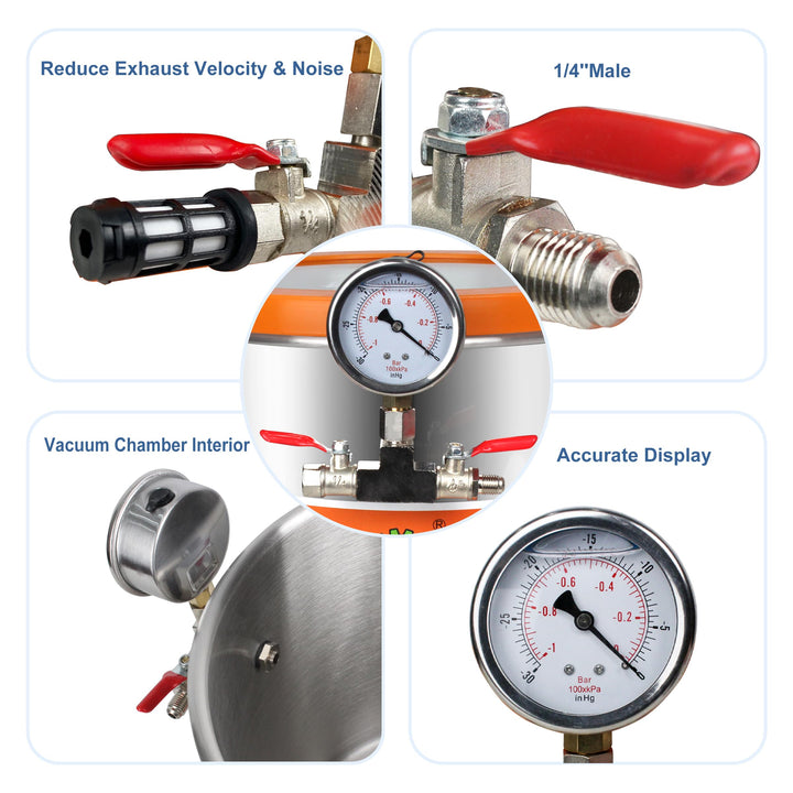 5 Gallon Tempered Glass Lid Stainless Steel Vacuum Chamber Perfect for Stabilizing Wood, Degassing Silicones, Epoxies and Essential Oils.