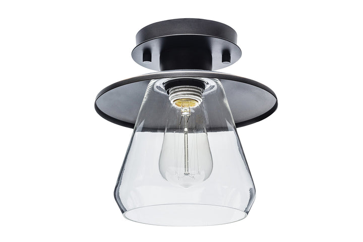 Globe Electric 64846 1-Light Semi-Flush Mount Ceiling Light, Oil Rubbed Bronze, Clear Glass Shade, Ceiling Light Fixture, Bedroom Lights for Ceiling, Dining Light Fixture, Bulb Not Included