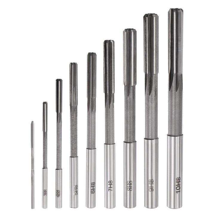 Chucking Reamer Set Lathe Machine Reamer Straight Flute Milling Cutter High Speed Steel H8 Tolerance (2mm 3mm 4mm 5mm 6mm 7mm 8mm 9mm 10mm) 9pcs