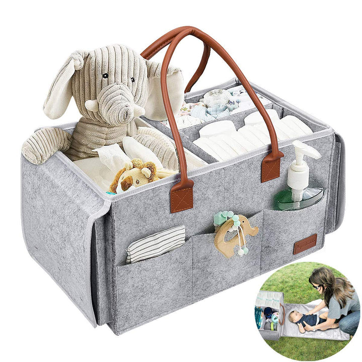 PAPERKIDDO Baby Diaper Caddy Organizer with Changing Ta