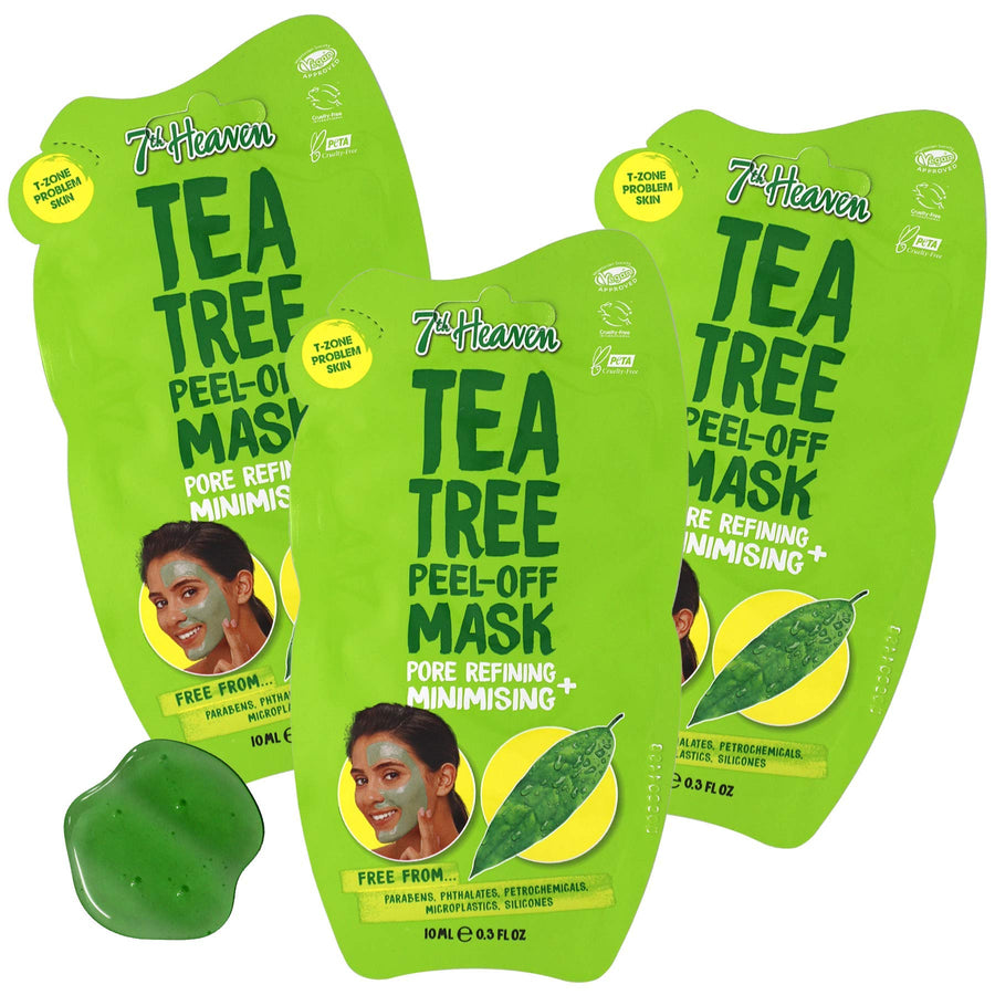 Tea Tree Easy Peel-Off Mask, Assists in Pore Refining & Minimizing, Help with T-Zone Problem, Parabens Free, Green, 3 Pack of 0.3 fl oz. Sachets
