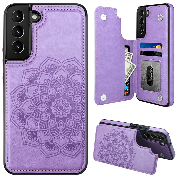 MMHUO for Samsung S22 Plus Case with Card Holder,Flower