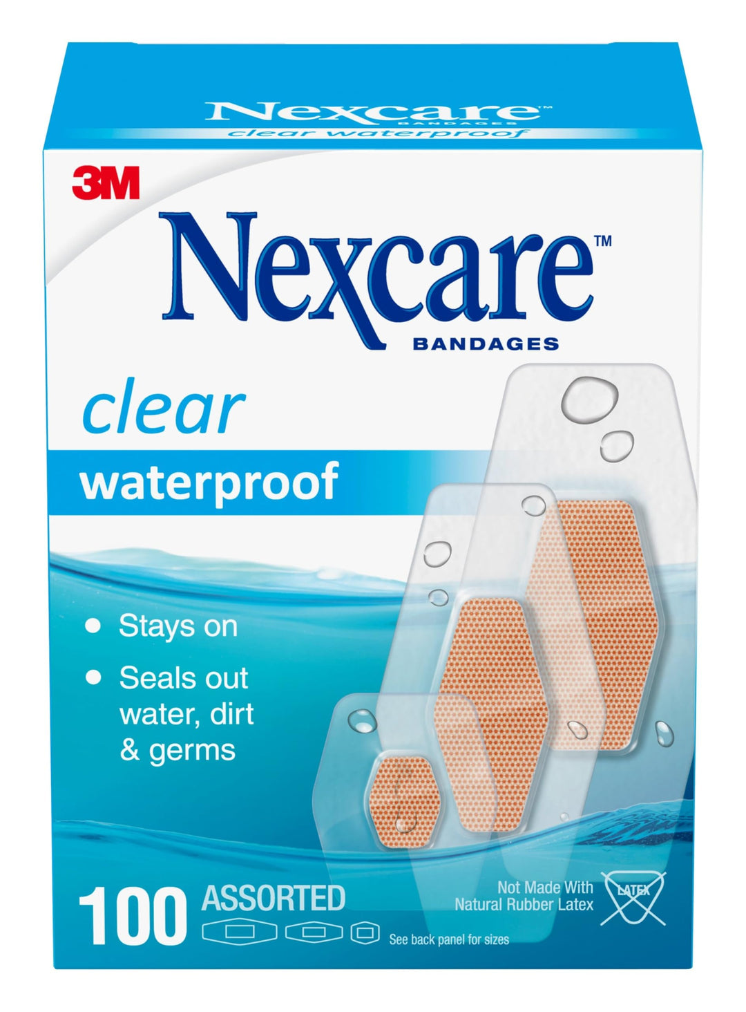Nexcare Waterproof Assorted Bandages (3 m) 100 Count