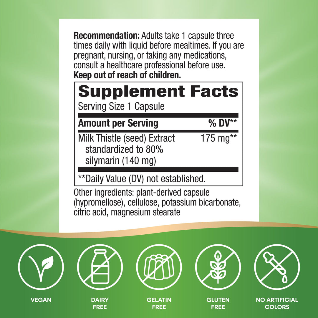 Nature&#39;s Way Thisilyn with Standardized Milk Thistle Extract, Supports Liver Function*, Silymarin, Vegan, 100 Capsules (Packaging May Vary)