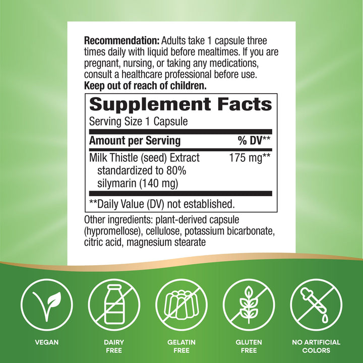 Nature&#39;s Way Thisilyn with Standardized Milk Thistle Extract, Supports Liver Function*, Silymarin, Vegan, 100 Capsules (Packaging May Vary)