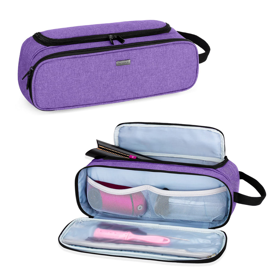 Travel Storage Bag Compatible with Dyson Corrale Hair Straightener, Portable Travel Organizer for Hair Straightener and Attachments, Purple