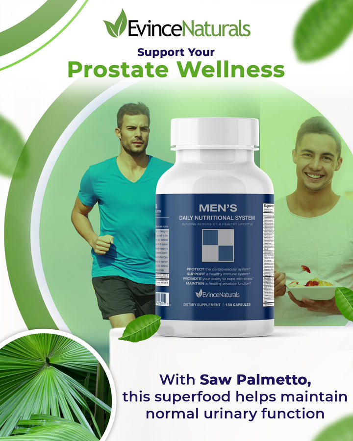 Multivitamin for Men - Men&#39;s Daily Nutritional System with Essential Vitamins &amp; Saw Palmetto for Overall Wellbeing &amp; Prostate Support - 150 Capsules