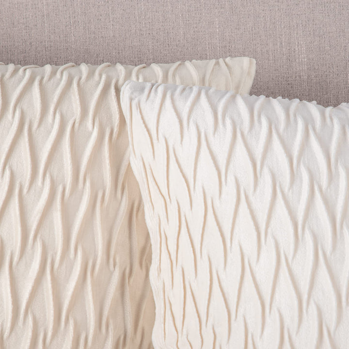 Set of 2 Super Soft Velvet Decorative Throw Pillow Covers 24x24 inch Beige Square with Texture Luxury Style Cushion Case European Pillow Shell for Sofa Bedroom