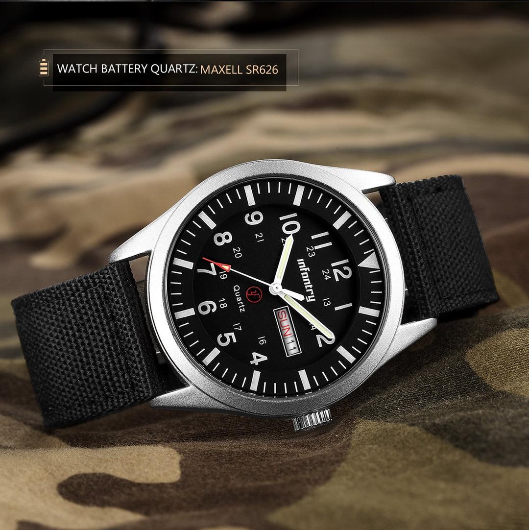 Mens Analog Military Watches for Men Waterproof Tactical Wrist Watch Casual 24 Hour Outdoor Work Date Day Wristwatch Black Nylon Band