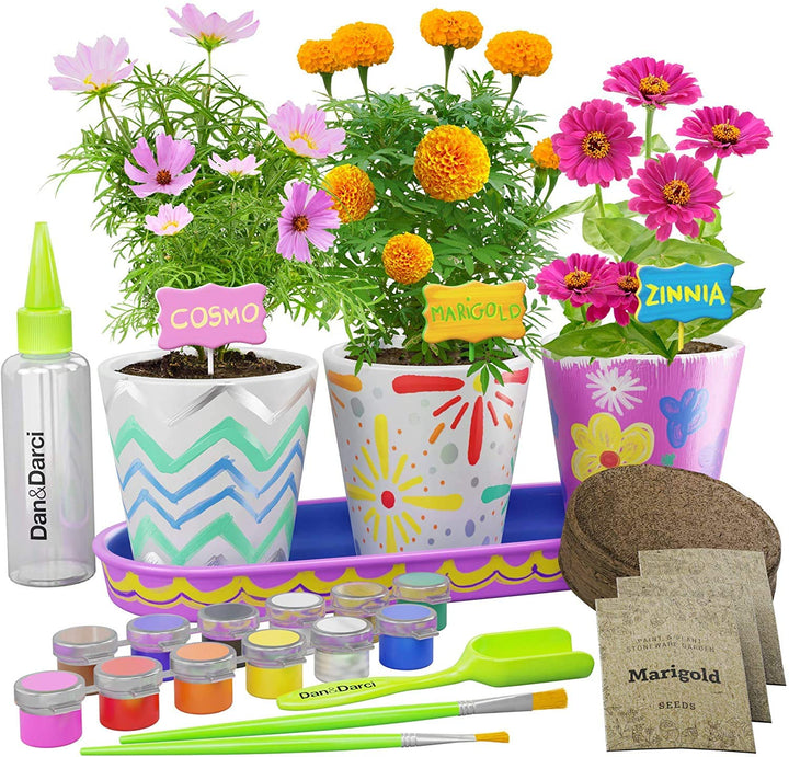 Paint &amp; Plant Stoneware Flower Gardening Kit - Easter Gifts for Girls &amp; Boys Ages 6-12 - Kids Arts &amp; Crafts Project Birthday Gift, STEM Activity for Age 6, 7, 8, 9, 10, 11 &amp; 12 Year Old Girl