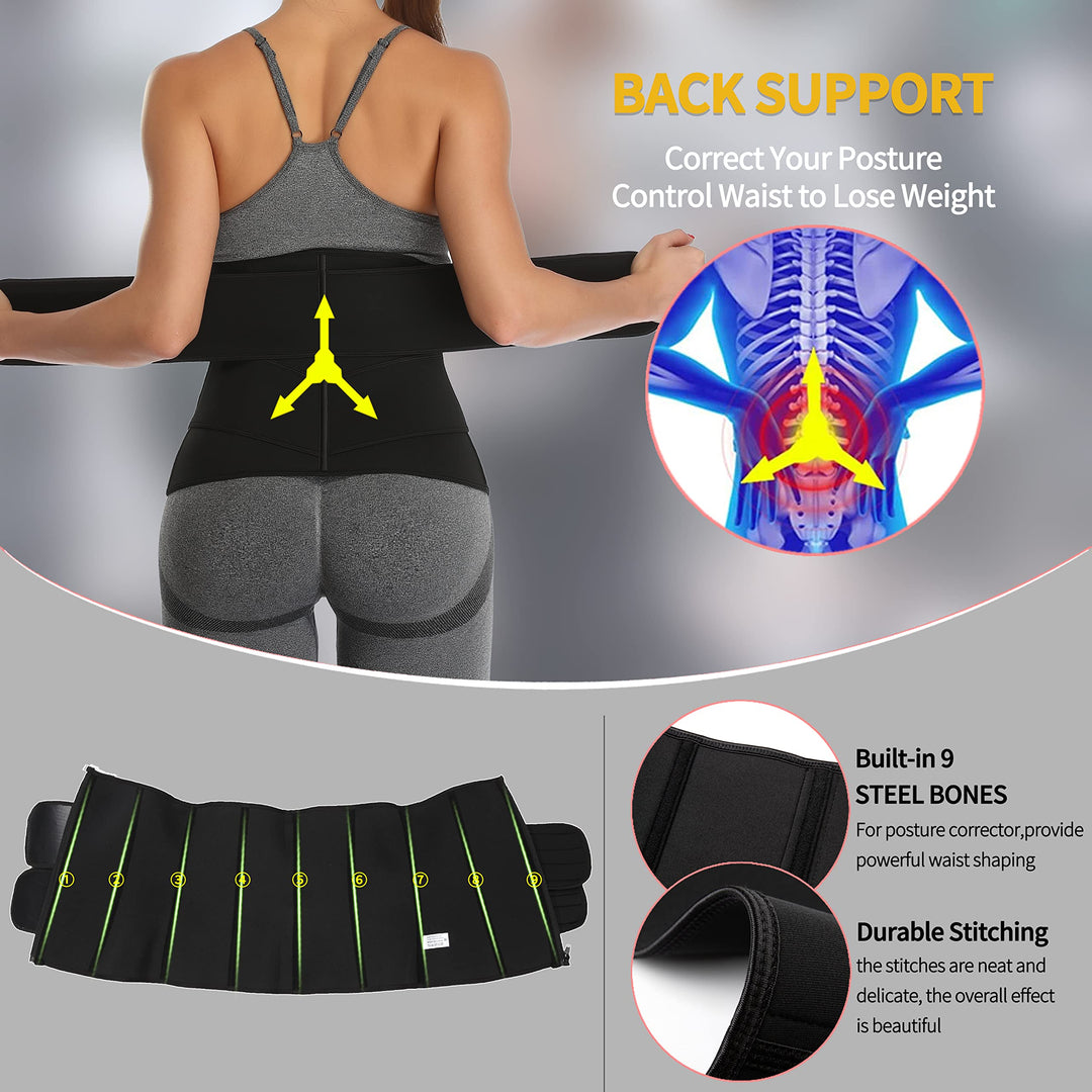 KIWI RATA Neoprene Sauna Waist Trainer Corset Sweat Bel