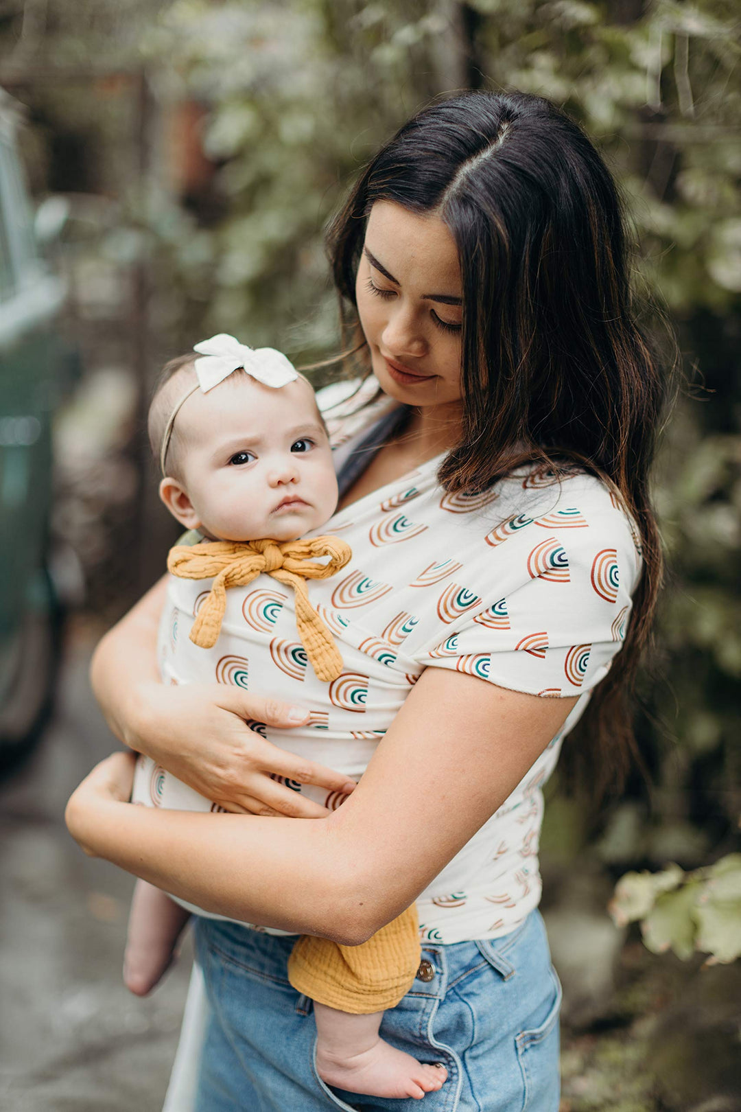 Boba Baby Wrap Carrier - Original Baby Carrier Wrap Sling for Newborns - Baby Wearing Essentials - Newborn Wrap Swaddle Holder, Newborn to Toddler Infant Sling (Serenity Rainbows)