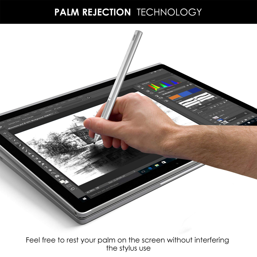Uogic Pen for New Microsoft Surface Pro 9 &amp; Pro 8, Slim &amp; Lightweight, 4096 Pressure Sensitivity, Tilt &amp; Palm Rejection, Quick Charge, Flex &amp; Soft HB Tip, for Surface Pro/Go/Book/Studio/Laptop