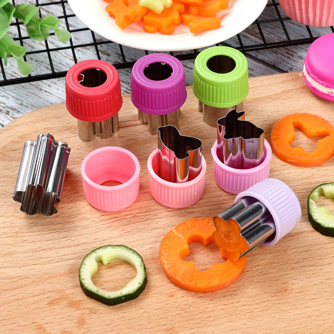 Vegetable Cutter Shape Set, Mini Cookie Cutters,Biscuit Cutter to Decorate Food, Children&#39;s Baking and Food Supplement tool Accessories Kitchen Crafts, (20PCS+20Fork)
