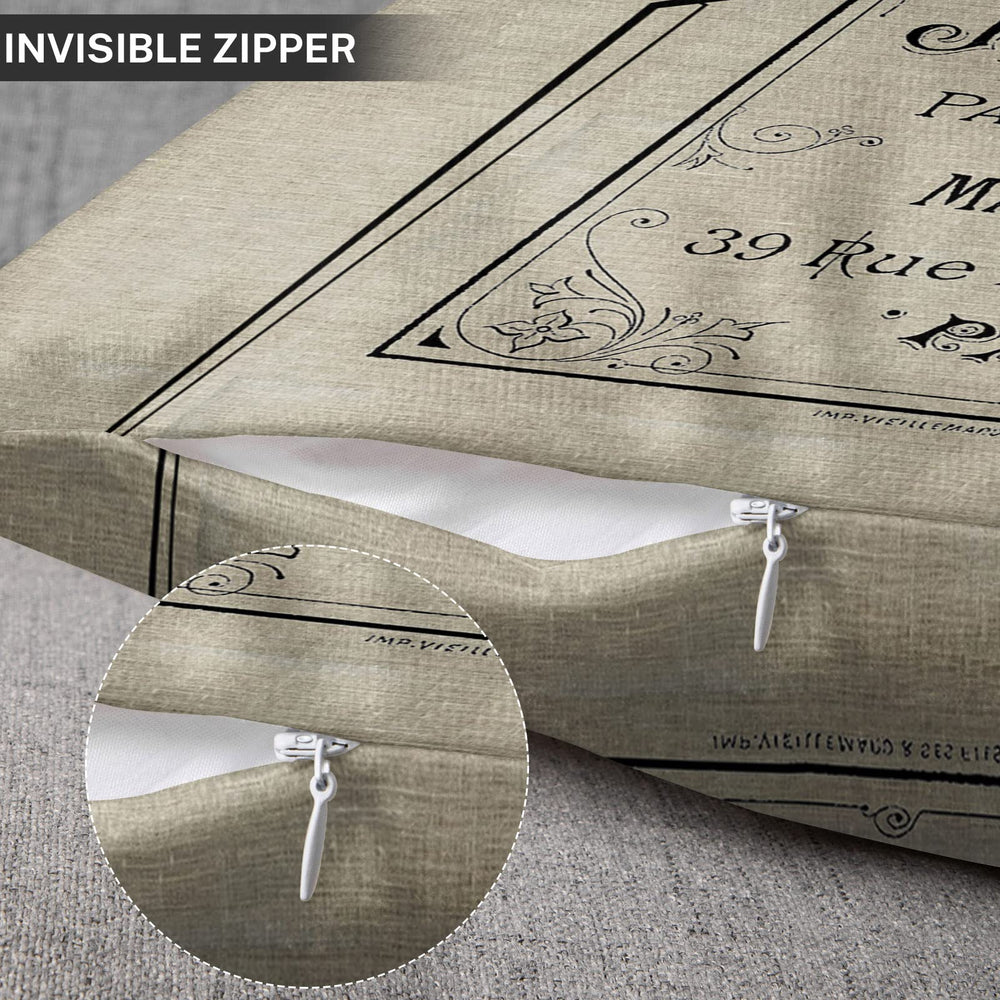 Throw Pillow Cover Vintage Advertisement French Perfume Ad Paris France Chic Decorative Linen Pillow Case Home Decor Square 16 x 16 Inch Pillowcase