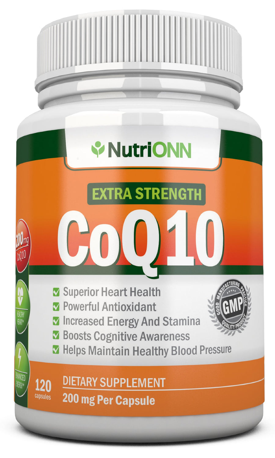 CoQ10 200mg (Double Strength), 120 Capsules - High Absorption Coenzyme Q10 - Scientifically Proven Extra Strength CoQ10 Ubiquinone - 4 Month Supply