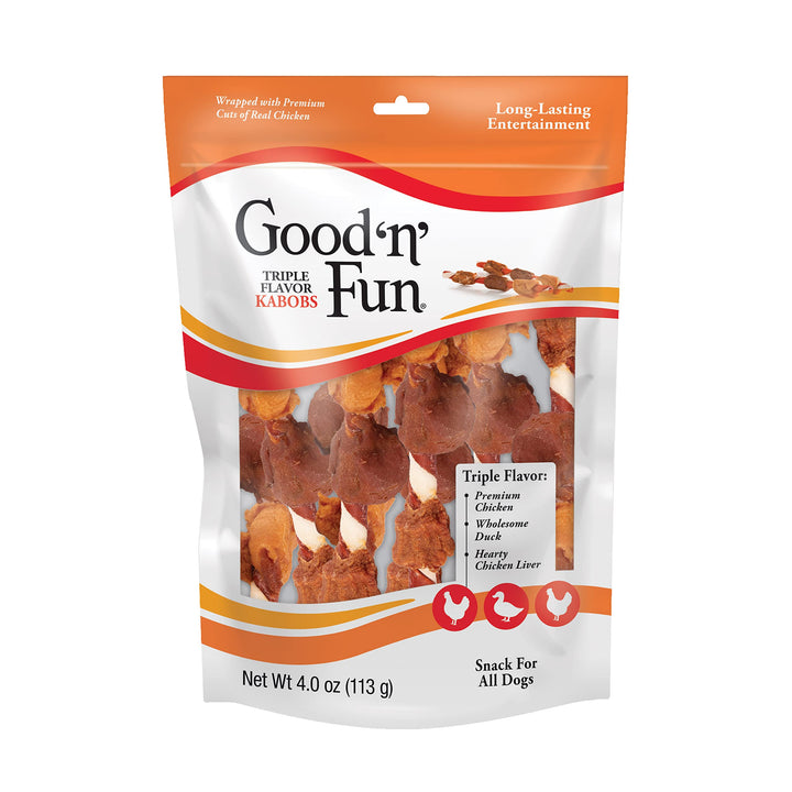 Good&#39;N&#39;Fun Triple Flavored Rawhide Kabobs for Dogs
