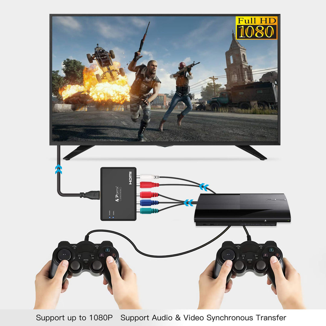 Portta Component to HDMI Converter, YPbPr RGB + R/L Aud