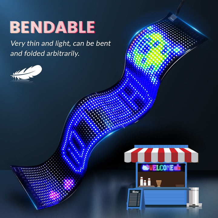RAYHOME Scrolling Huge Bright Advertising LED Signs, Flexible USB 5V LED Store Sign Bluetooth App Control Custom Text Pattern Animation Programmable LED Display for Store Car Bar Hotel (27&#39;&#39;x5&#39;&#39;)