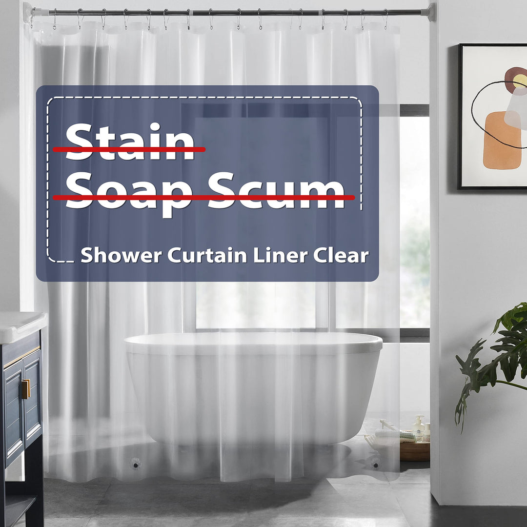 Clear Shower Curtain Liner with Magnets, Plastic Shower Liner Waterproof, 72x72 Lightweight Shower Curtains for Bathroom(4G Clear, 1PC)