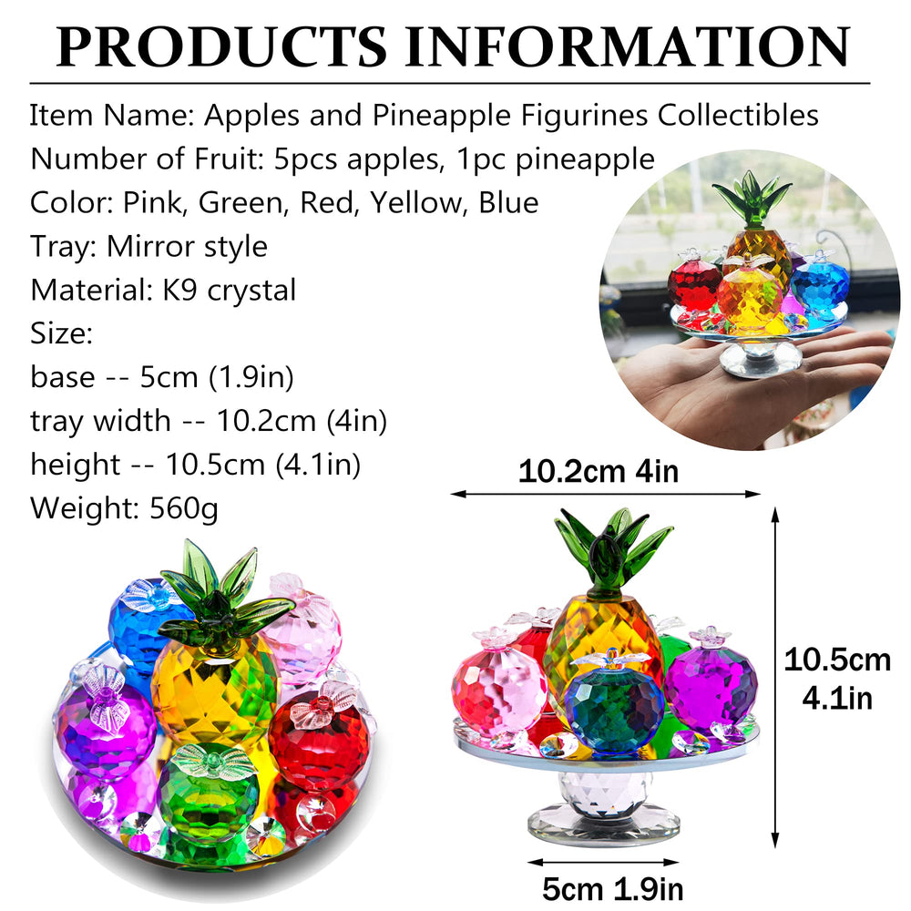 QFkris Crystal Faceted Apples and Pineapple Figurines C