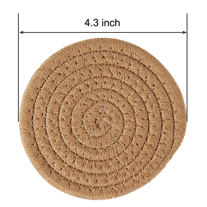 Coasters for Drinks (8-Piece Set) Water Absorbent Coaster Set Woven Coasters for Table Protection Heat-Resistant Coasters for Drinks, Beige