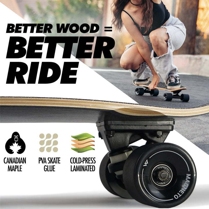 Complete Skateboard | 27.5 x 7.5 | Canadian Maple Wood | 60 MM Urethane Wheels | Double Kick Concave Deck | Kids Skateboard Cruiser Skateboards | Skateboard for Beginners, Teens &amp; Adults