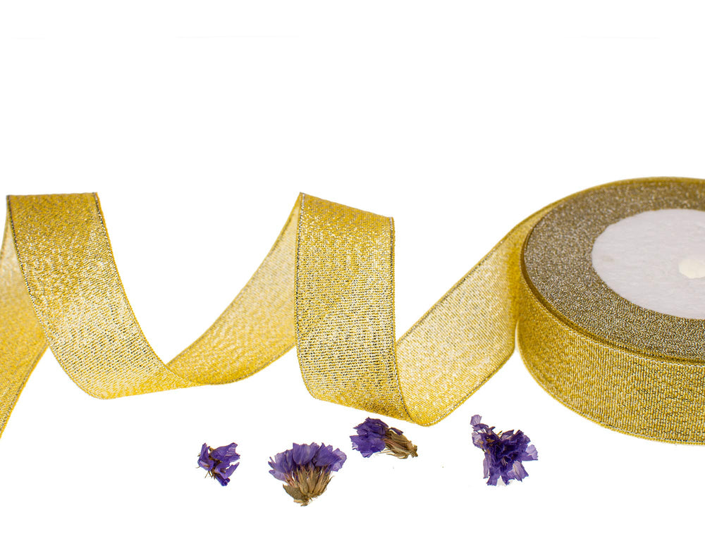 1 Inch Wide Glitter Ribbons,Colorful Gold/Silver Metallic Color Ribbons for Gifts Wrapping Home Decoration Wedding Party and DIY Crafts,25 Yards/Roll x 1 Roll (Gold&Silver)