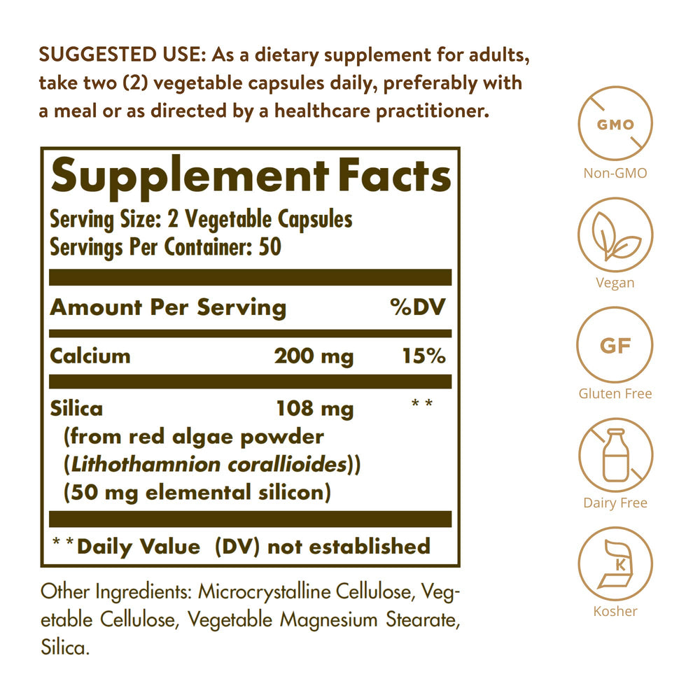 Solgar Oceanic Silica from Red Algae 25 mg, 100 Vegetab