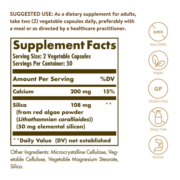 Solgar Oceanic Silica from Red Algae 25 mg, 100 Vegetab