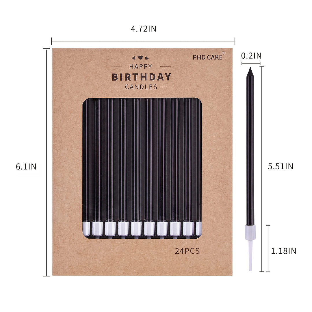 Black Long Thin Birthday Candles, Cake Candles, Birthday Parties, Wedding Decorations, Party Candles