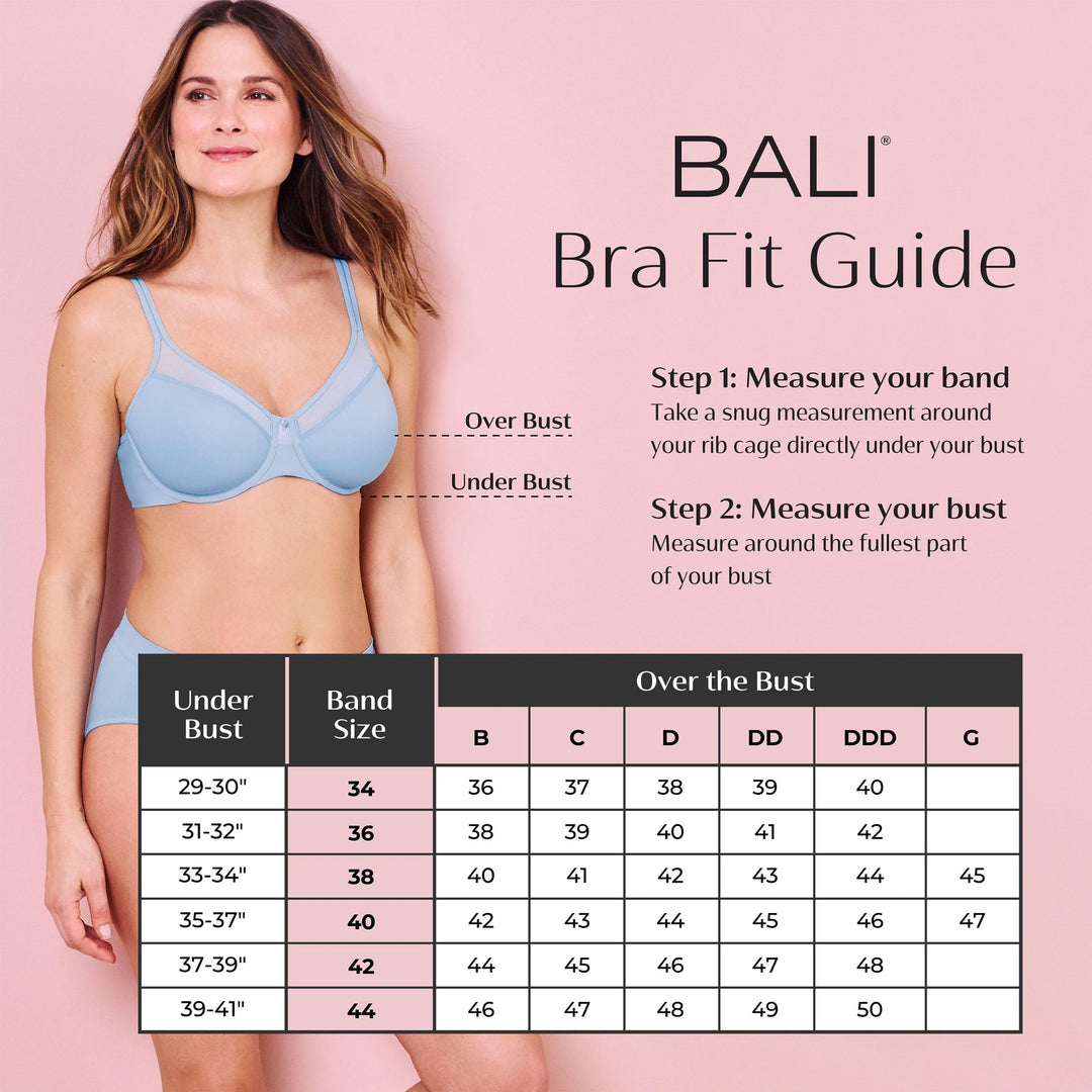 Bali Women's Double Support Cotton Stretch Wire-Free Bra, Heather Grey, 40B