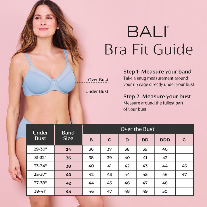 Bali Women's Double Support Cotton Stretch Wire-Free Bra, Heather Grey, 40B