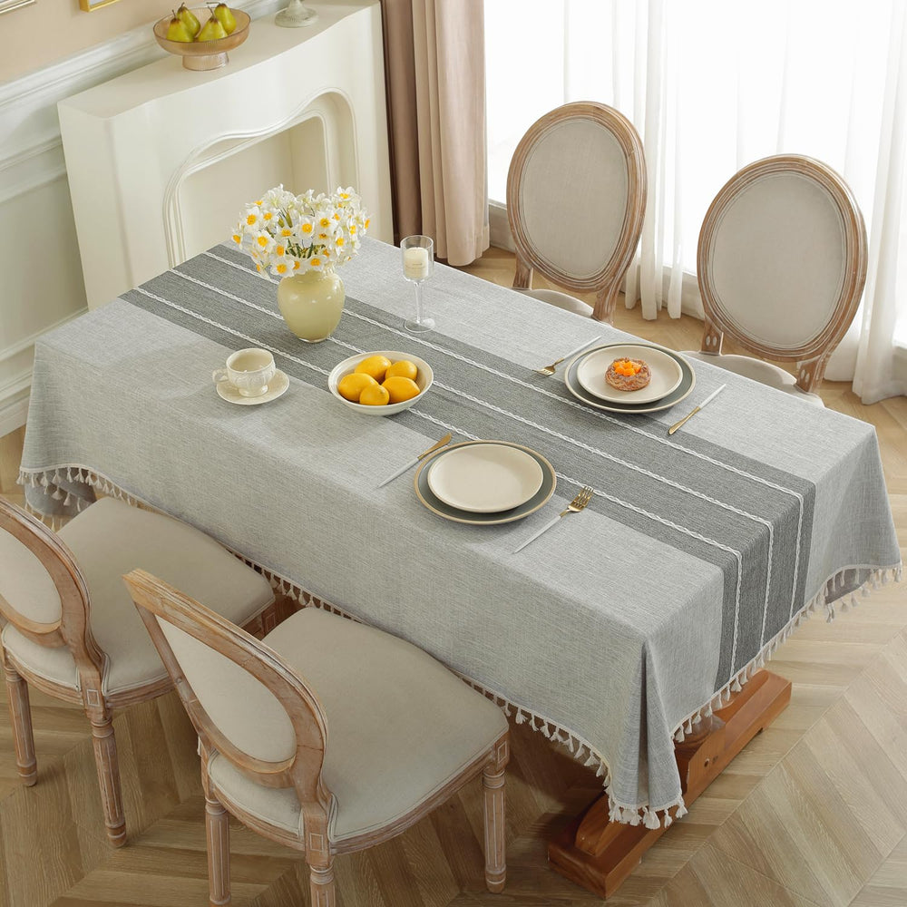 Laolitou Rustic Tablecloth Cotton Linen Waterproof Tabl