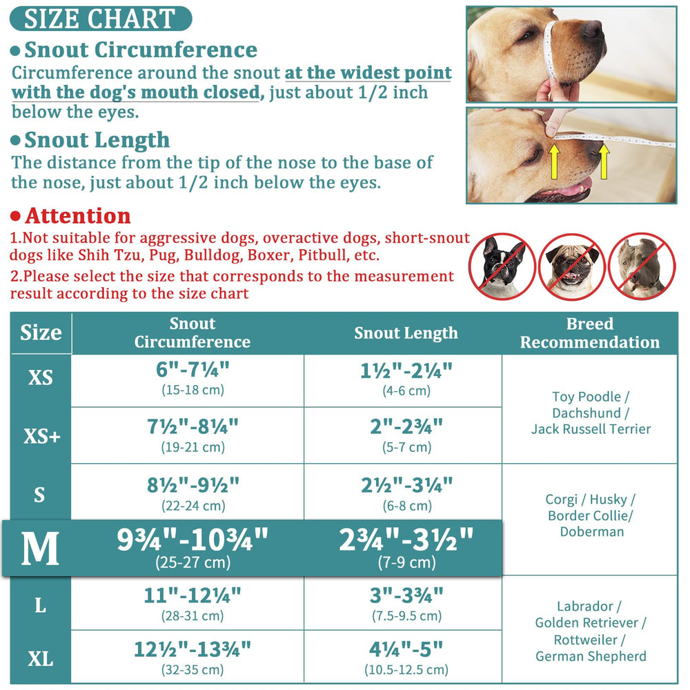 Dog Muzzle, Patented Mesh Muzzles for Small Medium Large Dogs, Soft Covered Mouth Guard with Adjustable Straps, Prevent Biting Chewing and Licking