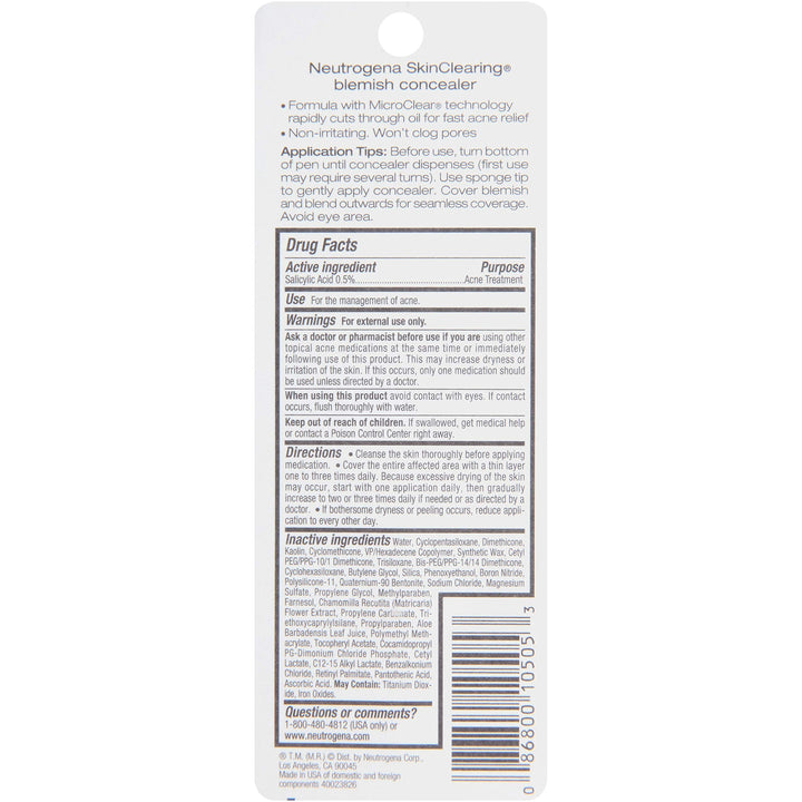 Neutrogena Skinclearing Blemish Concealer, Fair 05, .05
