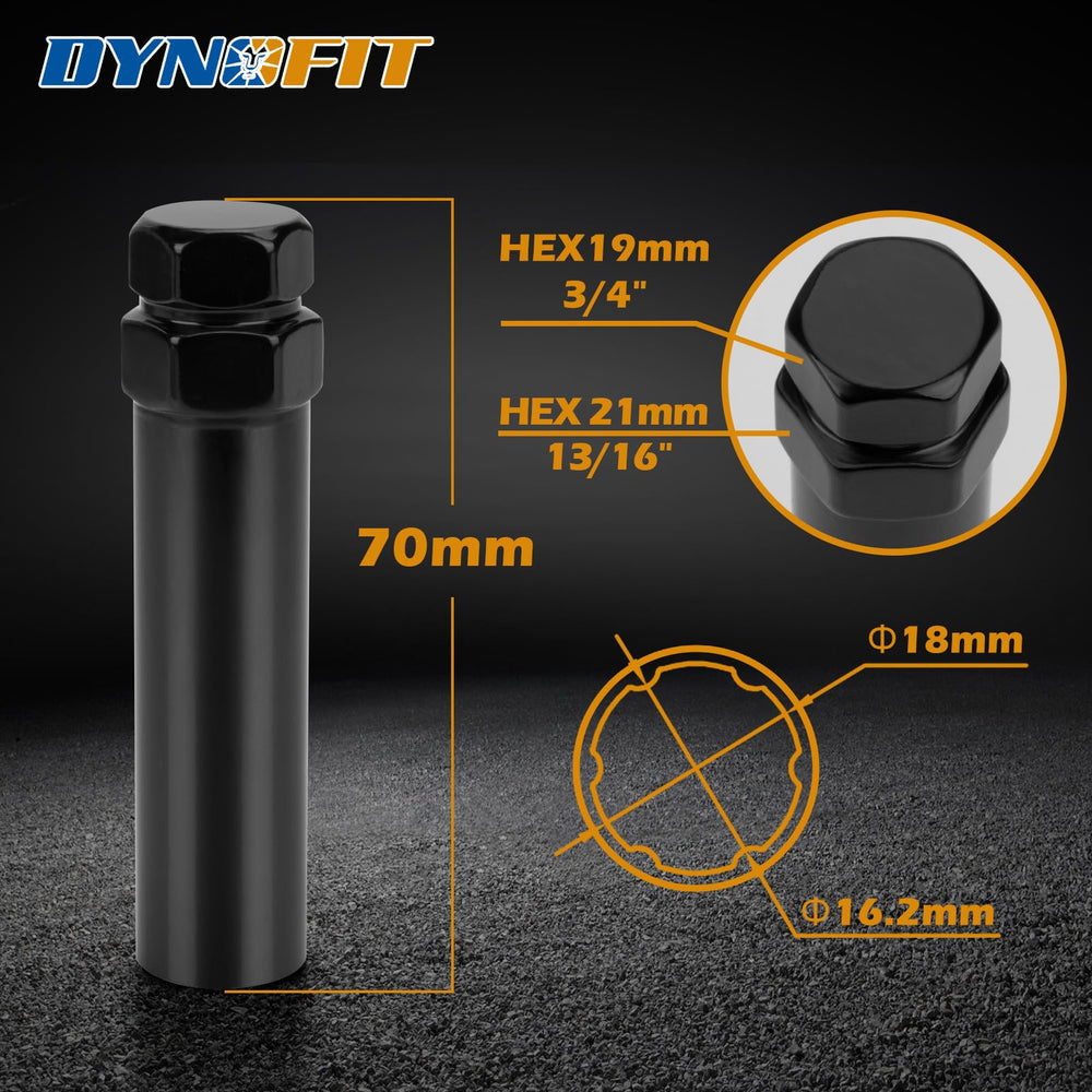 DYNOFIT 6 Spline Tuner Lug Nuts Key for Wrench with 3/4