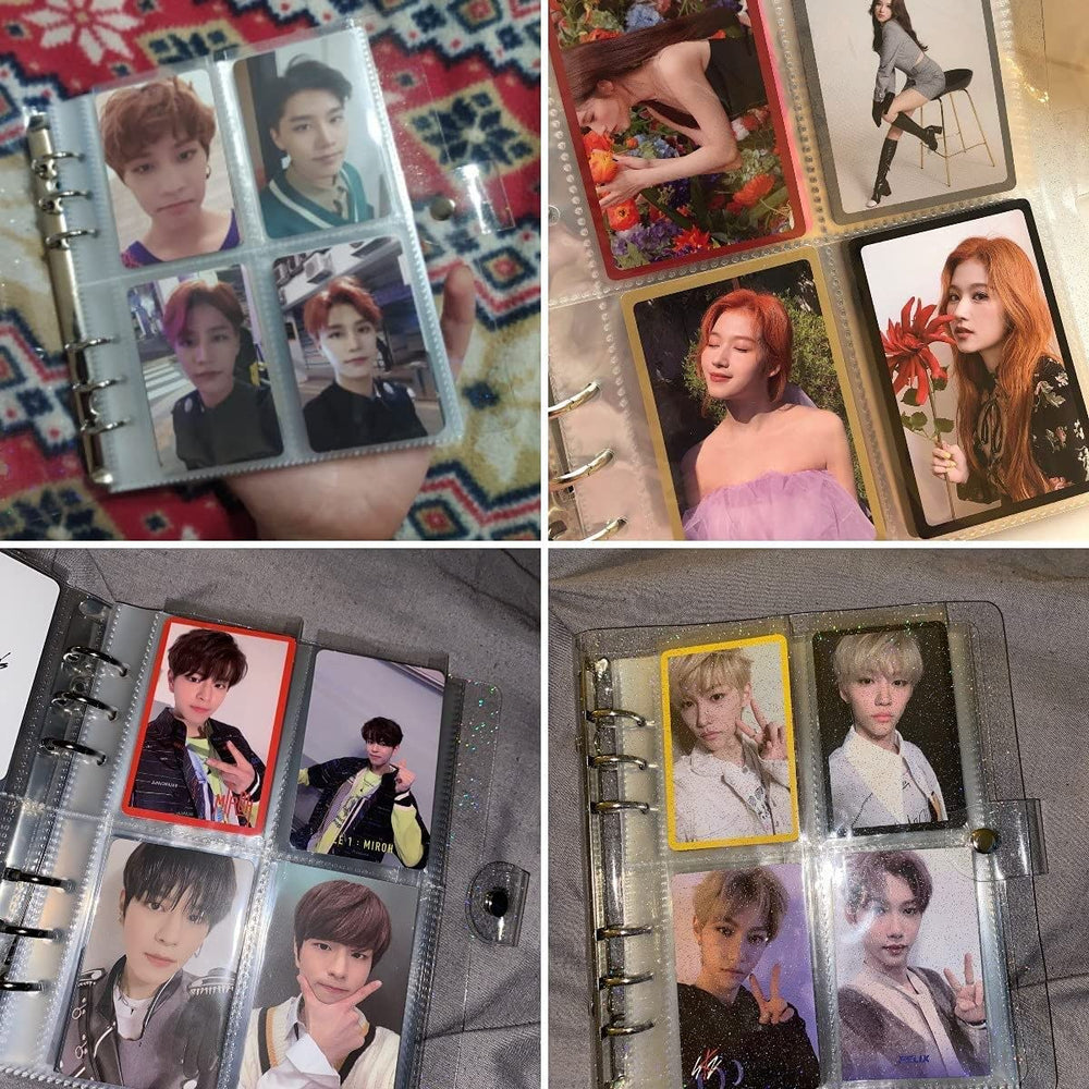 Photocard Binder Kpop Photocard Holder Book,200 Pockets Portable Photo Album,Shiny Clear Binder Cover Refillable Notebook for Mini Instax,Business Card,Postcards,Picture Storage White
