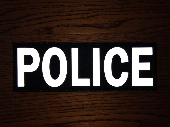 Police Patch with Hook and Loop (Gray-Reflective, 8.5x3 inch)