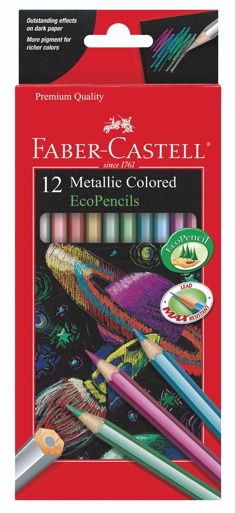 Faber Castell Metallic Colored Ecopencils - 12 Break Resistant Coloring Pencils