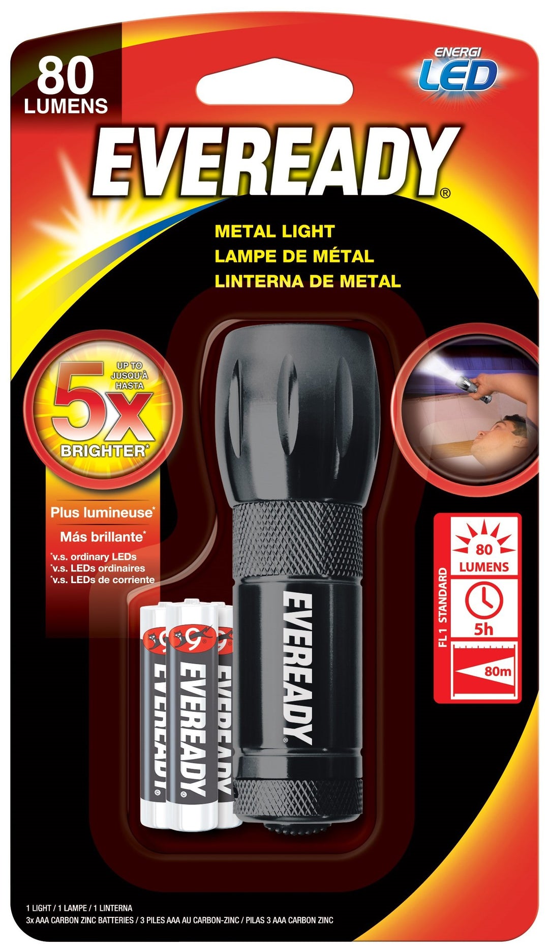 Eveready Compact LED Metal Flashlight Water Resistant, 