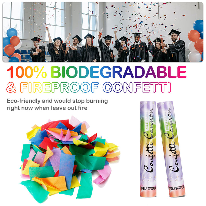 Confetti Cannon Party Poppers Biodegradable Shooters, (6 Pack) Multicolor Confetti Blaster for Birthday Graduation Wedding Christmas New Year’s Eve