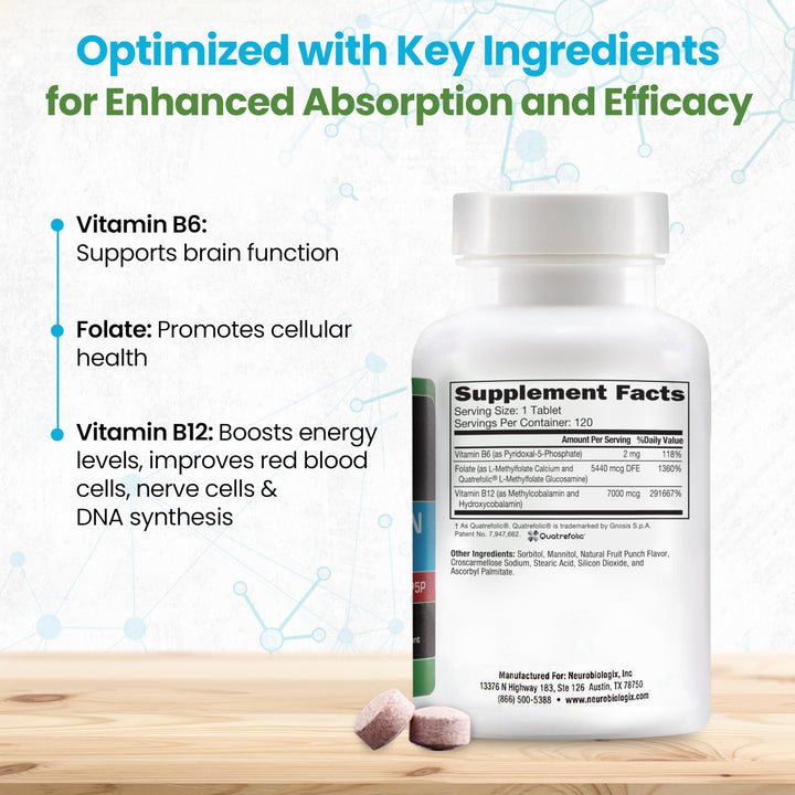 Methylation Complete in Fast-Dissolving Tablets - Methylated B Complex Vitamins to Aid Over 200 Body Processes - Supports Energy, Cell Function &amp; Immunity - Enhanced Absorption with B12, B6 &amp; Folate