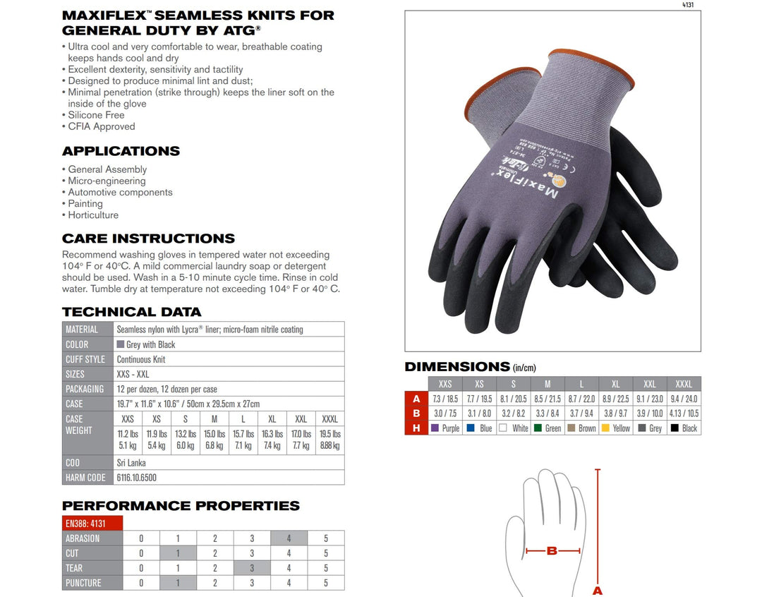 34-874 Ultimate Nitrile Grip Work Gloves, Large, 3 Pair