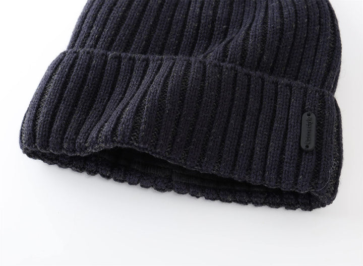Connectyle Outdoor Classic Bassic Men 's Warm Winter Hats Thick Knit Long Cuff Beanie Cap with Lining, 55 60cm, Navy Blue